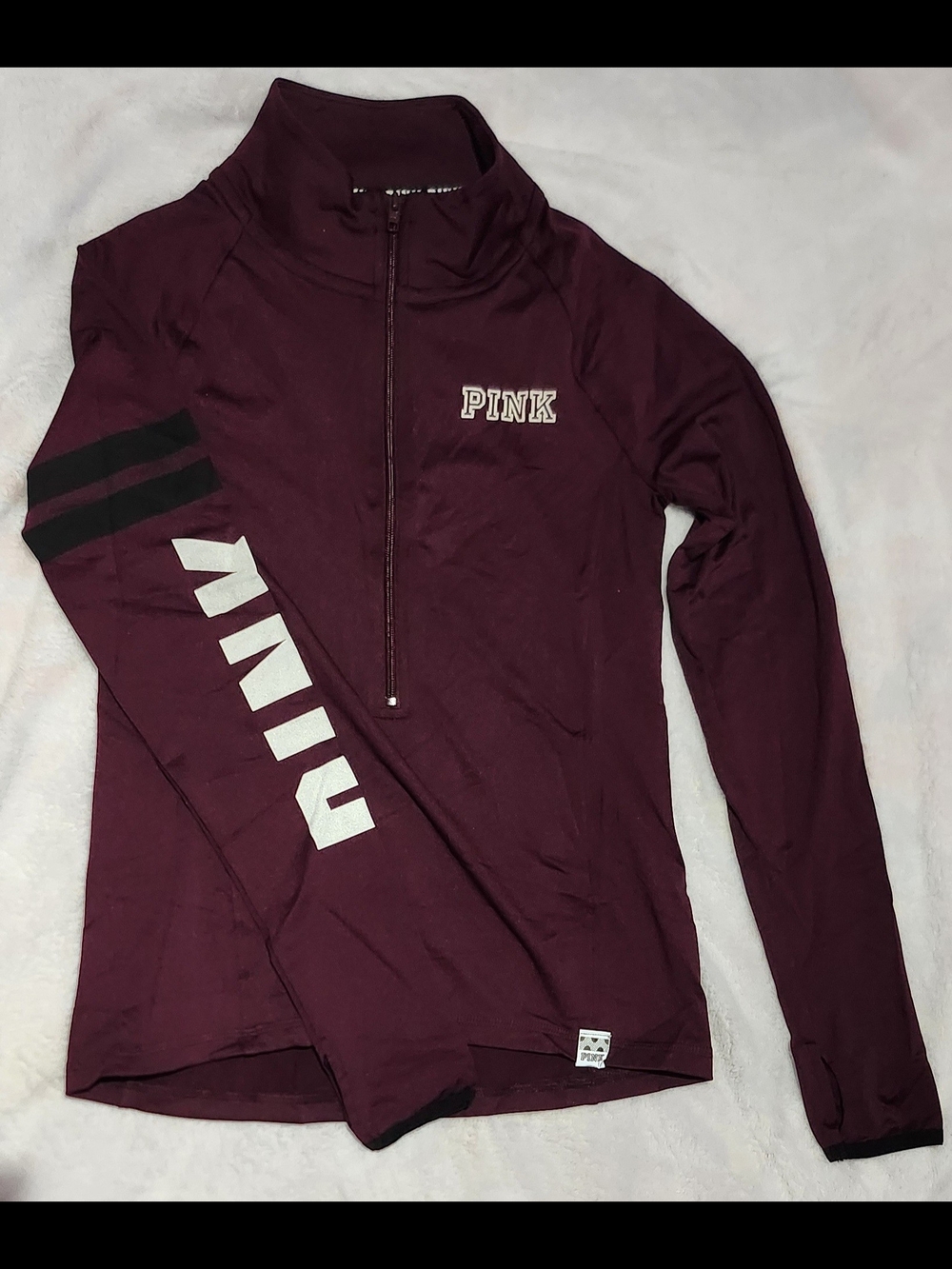 PINK Victoria's Secret Long Sleeve Ultimate Half-Zip Red Burgundy, Size XS